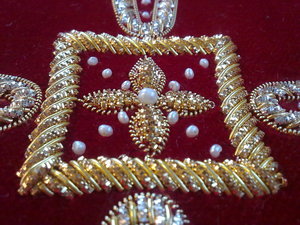 Красный, подарок митрополиту Меркурию, шитье шнурами и канителью